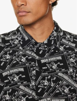 True Religion Label-print Camp-collar Regular-fit Rayon Shirt 9 True Religion Label-print Camp-collar Regular-fit Rayon Shirt -Outlet Daily Tops Store R04168113 JETBLACK ALT04
