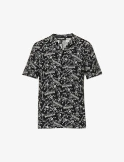 True Religion Label-print Camp-collar Regular-fit Rayon Shirt