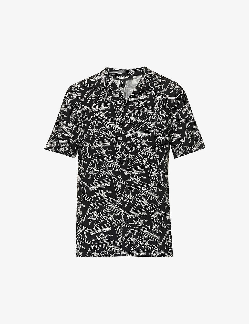 True Religion Label-print Camp-collar Regular-fit Rayon Shirt 1 True Religion Label-print Camp-collar Regular-fit Rayon Shirt