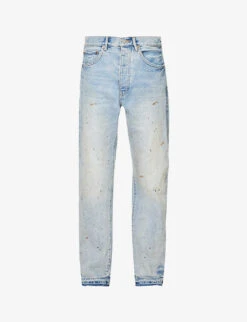 Paint-splattered Straight-leg Regular-fit Denim Jeans
