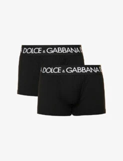 Dolce & Gabbana Pack Of Two Logo-waistband Low-rise Stretch-cotton Boxers