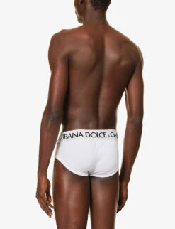 Dolce & Gabbana Pack Of Two Logo-waistband Low-rise Stretch-cotton Briefs -Outlet Daily Tops Store R04168684 WHITE ALT02
