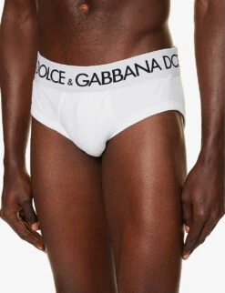 Dolce & Gabbana Pack Of Two Logo-waistband Low-rise Stretch-cotton Briefs -Outlet Daily Tops Store R04168684 WHITE ALT03