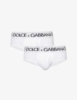 Dolce & Gabbana Pack Of Two Logo-waistband Low-rise Stretch-cotton Briefs