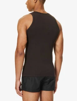 Dolce & Gabbana Brand-patch Scoop-neck Stretch-cotton Top 6 Dolce & Gabbana Brand-patch Scoop-neck Stretch-cotton Top -Outlet Daily Tops Store R04168685 DARKMOCHA ALT02