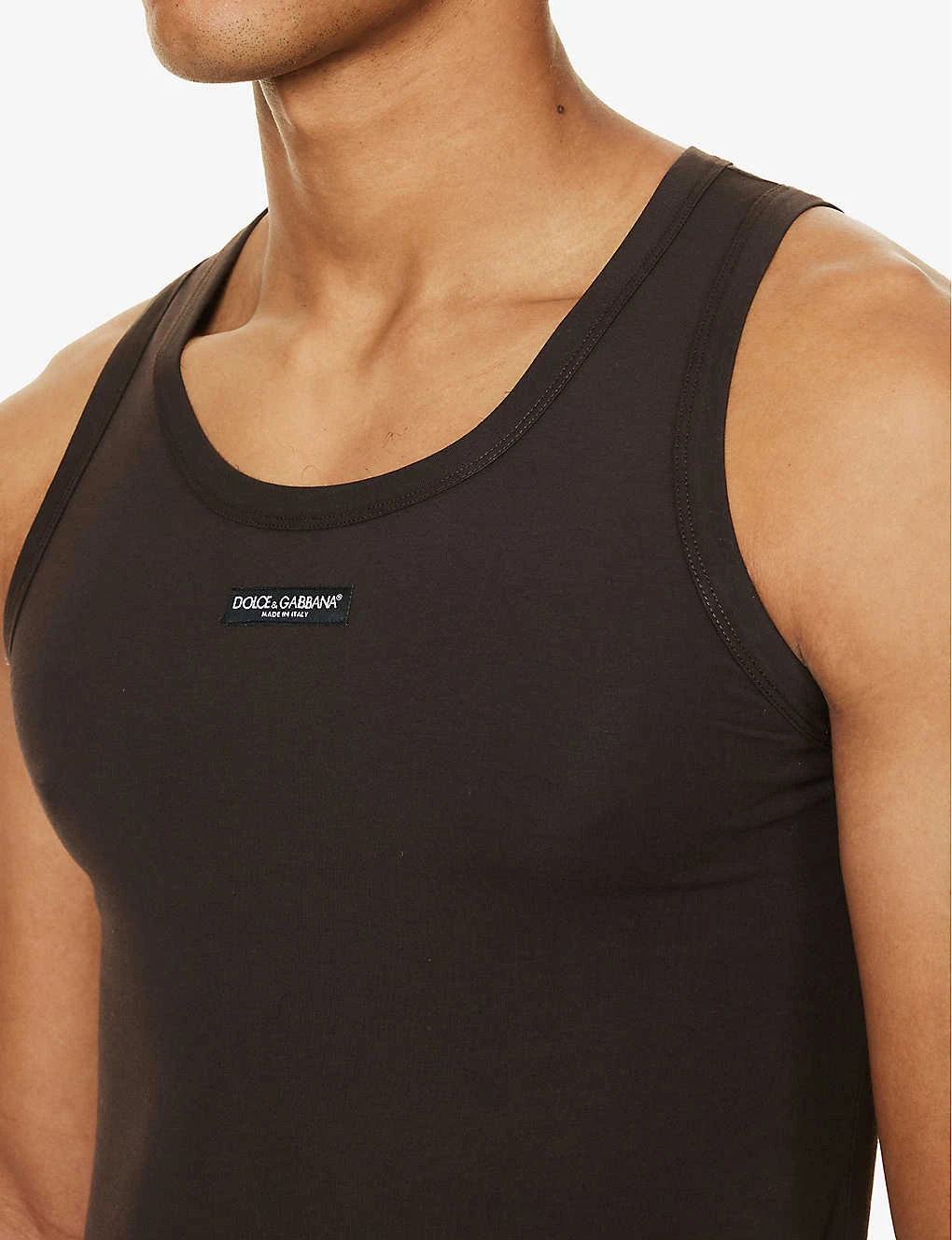 Dolce & Gabbana Brand-patch Scoop-neck Stretch-cotton Top 4 Dolce & Gabbana Brand-patch Scoop-neck Stretch-cotton Top - Image 4