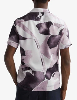 Reiss Howe Short-sleeve Printed Recycled-polyester Shirt -Outlet Daily Tops Store R04169085 GREYMULTI ALT03