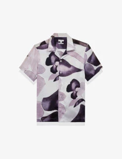 Reiss Howe Short-sleeve Printed Recycled-polyester Shirt