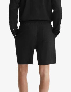 Reiss Riad Drawstring-waist Textured Stretch-woven Shorts -Outlet Daily Tops Store R04169153 BLACK ALT03