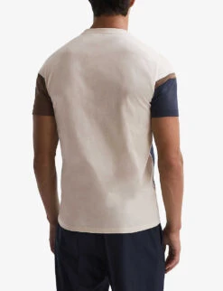 Reiss Holborn Colourblock Cotton T-shirt -Outlet Daily Tops Store R04169162 STONE ALT03