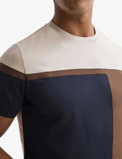 Reiss Holborn Colourblock Cotton T-shirt -Outlet Daily Tops Store R04169162 STONE ALT04