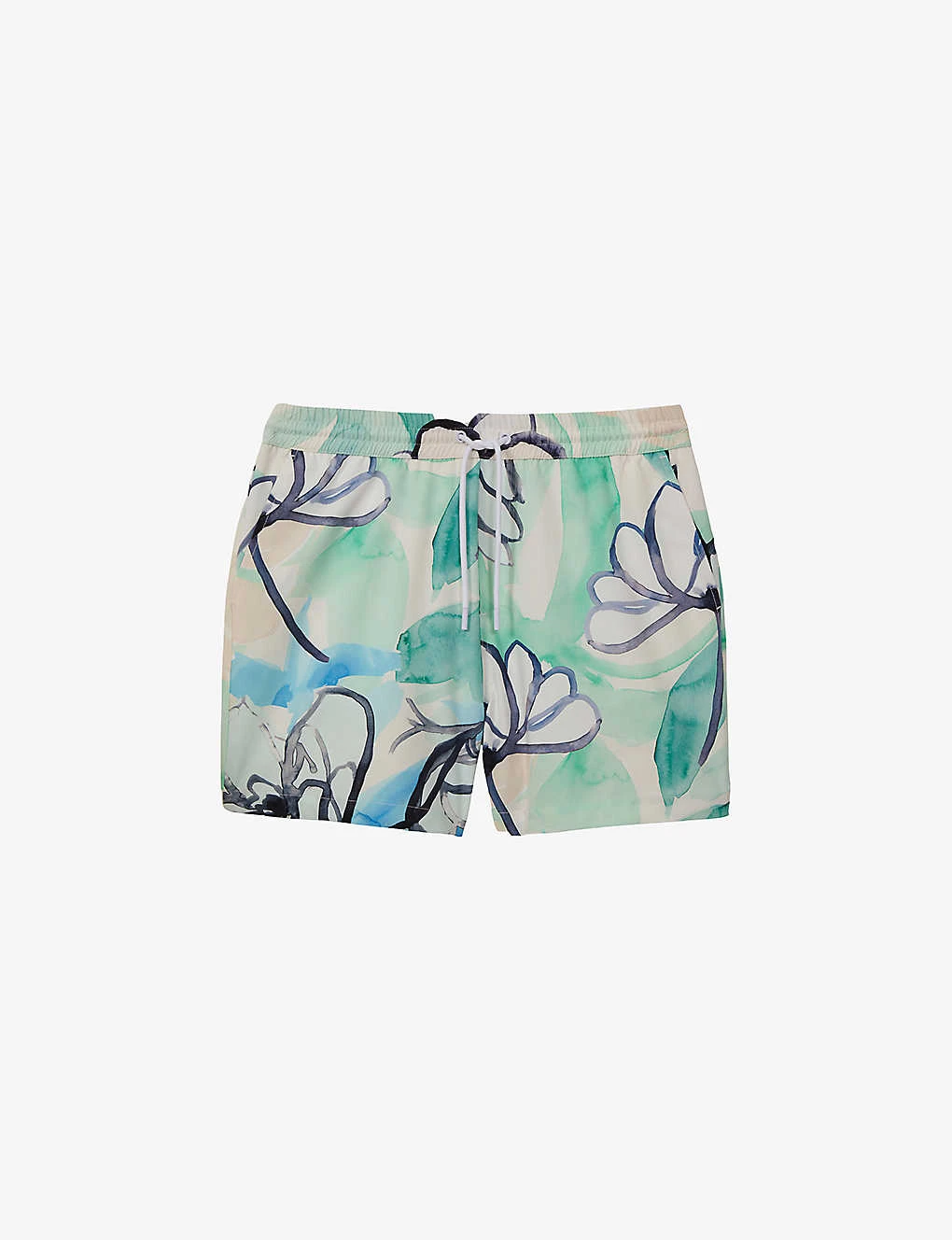 Reiss Pacific Graphic-print Drawstring Stretch Recycled-polyester Swim Shorts 1 Reiss Pacific Graphic-print Drawstring Stretch Recycled-polyester Swim Shorts