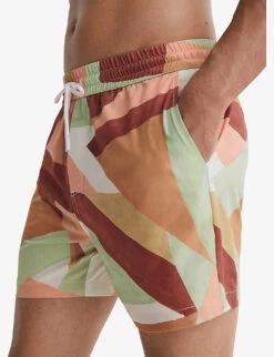 Reiss Brass Abstract-print Regular-fit Recycled-polyester Swim Shorts -Outlet Daily Tops Store R04169168 DUSTYROSE ALT02