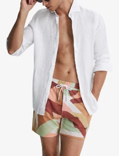 Reiss Brass Abstract-print Regular-fit Recycled-polyester Swim Shorts -Outlet Daily Tops Store R04169168 DUSTYROSE ALT04