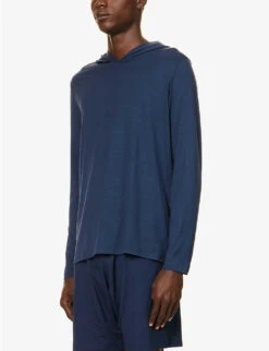 Basel Relaxed-fit Stretch-jersey Hoody -Outlet Daily Tops Store R04170075 NAVY ALT02
