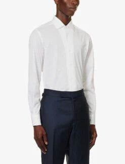 CORNELIANI Spread-collar Regular-fit Cotton-jersey Shirt -Outlet Daily Tops Store R04170935 WHITE ALT02