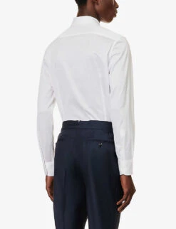 CORNELIANI Spread-collar Regular-fit Cotton-jersey Shirt -Outlet Daily Tops Store R04170935 WHITE ALT03