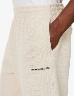 Loose-weave Brand-embroidered Cotton Trousers 9 Loose-weave Brand-embroidered Cotton Trousers -Outlet Daily Tops Store R04171598 RAW ALT04