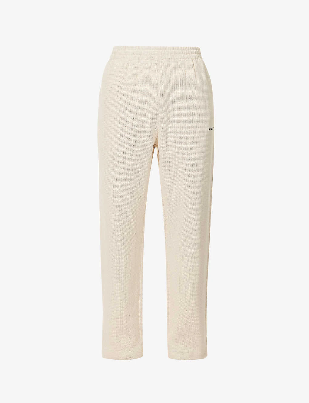 Loose-weave Brand-embroidered Cotton Trousers 1 Loose-weave Brand-embroidered Cotton Trousers
