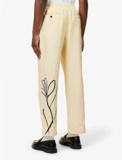 Floral-print Straight-leg Mid-rise Cotton And Linen-blend Trousers 8 Floral-print Straight-leg Mid-rise Cotton And Linen-blend Trousers -Outlet Daily Tops Store R04171601 RAW ALT03
