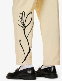 Floral-print Straight-leg Mid-rise Cotton And Linen-blend Trousers 9 Floral-print Straight-leg Mid-rise Cotton And Linen-blend Trousers -Outlet Daily Tops Store R04171601 RAW ALT04