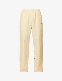 Floral-print Straight-leg Mid-rise Cotton And Linen-blend Trousers