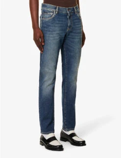 Dolce & Gabbana Brand-plaque Regular-fit Straight-leg Stretch-denim Jeans -Outlet Daily Tops Store R04174018 COMBINEDCOLOUR ALT02