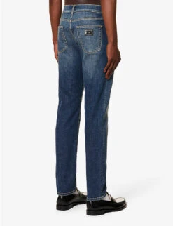Dolce & Gabbana Brand-plaque Regular-fit Straight-leg Stretch-denim Jeans -Outlet Daily Tops Store R04174018 COMBINEDCOLOUR ALT03