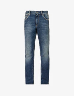 Dolce & Gabbana Brand-plaque Regular-fit Straight-leg Stretch-denim Jeans