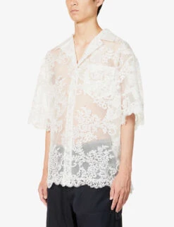 Simone Rocha Short-sleeved Boxy-fit Lace Shirt 7 Simone Rocha Short-sleeved Boxy-fit Lace Shirt -Outlet Daily Tops Store R04180770 IVORY ALT02