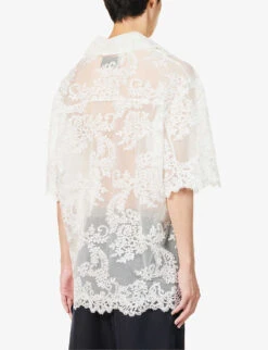 Simone Rocha Short-sleeved Boxy-fit Lace Shirt 8 Simone Rocha Short-sleeved Boxy-fit Lace Shirt -Outlet Daily Tops Store R04180770 IVORY ALT03
