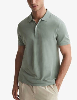 Reiss Puro Slim-fit Cotton Polo Shirt -Outlet Daily Tops Store R04180966 SAGE ALT02