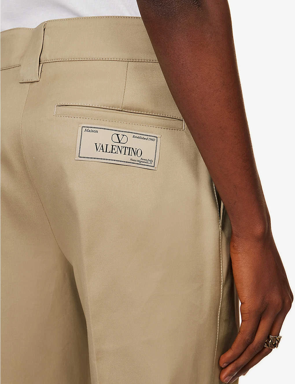 Valentino Brand-patch Pressed-crease Regular-fit Straight-leg Cotton Trousers 5 Valentino Brand-patch Pressed-crease Regular-fit Straight-leg Cotton Trousers - Image 5