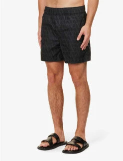 Valentino Brand-print Regular-fit Swim Shorts -Outlet Daily Tops Store R04181447 ICONOGRAPHBLACKBLACK ALT02