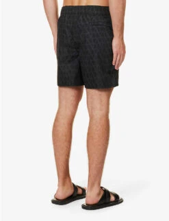 Valentino Brand-print Regular-fit Swim Shorts -Outlet Daily Tops Store R04181447 ICONOGRAPHBLACKBLACK ALT03