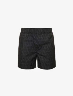 Valentino Brand-print Regular-fit Swim Shorts