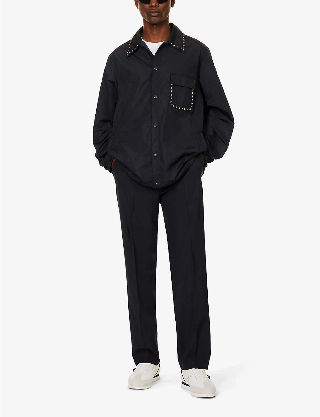 Valentino Brand-patch Pressed-crease Regular-fit Straight-leg Wool Trousers 2 Valentino Brand-patch Pressed-crease Regular-fit Straight-leg Wool Trousers - Image 2