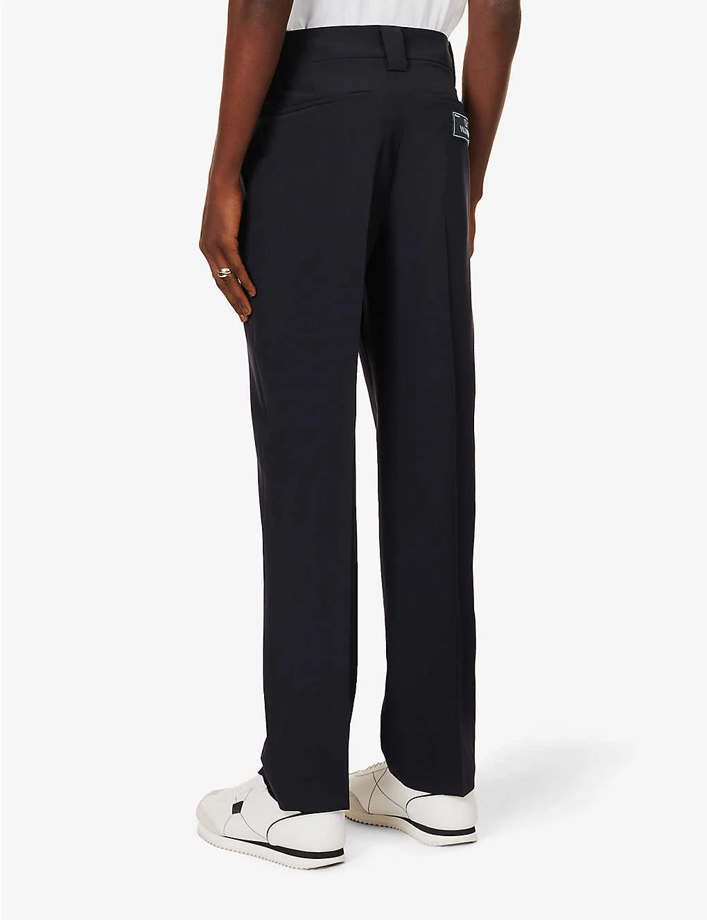 Valentino Brand-patch Pressed-crease Regular-fit Straight-leg Wool Trousers 4 Valentino Brand-patch Pressed-crease Regular-fit Straight-leg Wool Trousers - Image 4