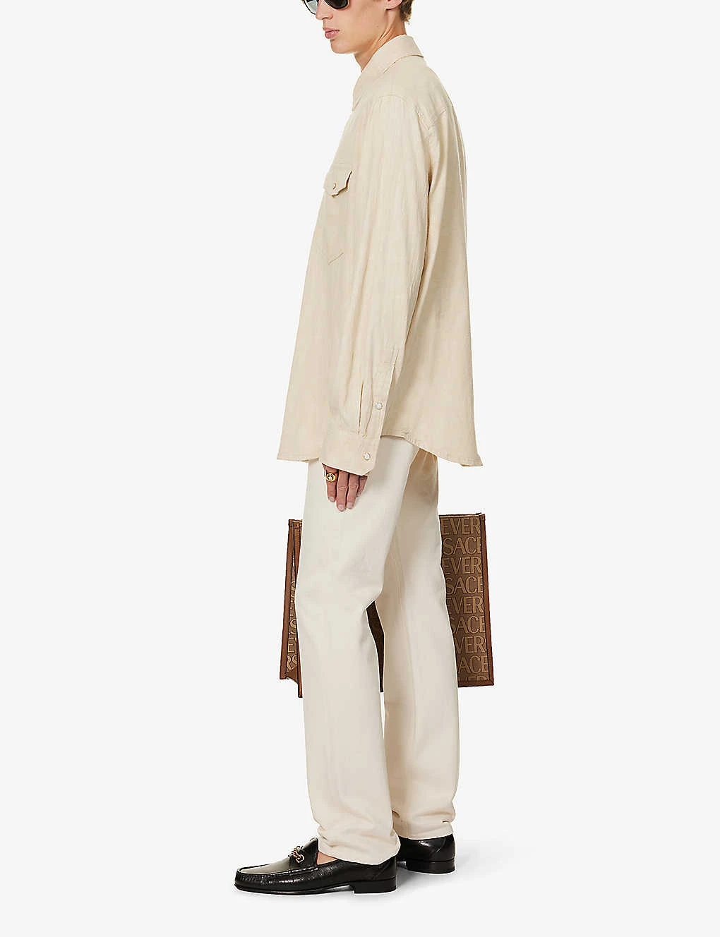 Versace Jacquard-patterned Regular-fit Denim Shirt 2 Versace Jacquard-patterned Regular-fit Denim Shirt - Image 2