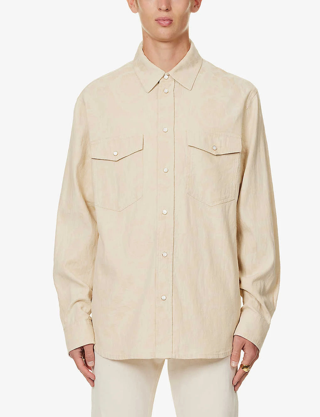 Versace Jacquard-patterned Regular-fit Denim Shirt 3 Versace Jacquard-patterned Regular-fit Denim Shirt - Image 3