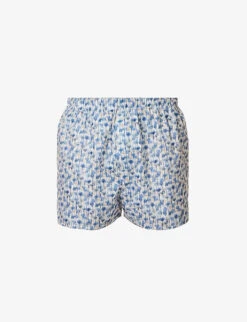 Sunspel Graphic-print Mid-rise Cotton-poplin Boxers