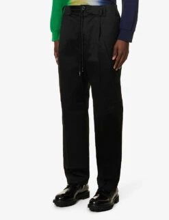 Sacai Drawstring-waistband Wide-leg Cotton Trousers 7 Sacai Drawstring-waistband Wide-leg Cotton Trousers -Outlet Daily Tops Store R04182045 BLACK ALT02