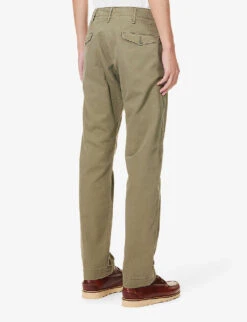 Officer's Straight-leg Mid-rise Cotton Trousers 8 Officer's Straight-leg Mid-rise Cotton Trousers -Outlet Daily Tops Store R04182246 OLIVE ALT03