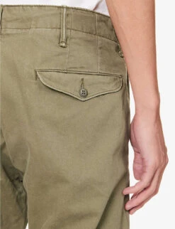 Officer's Straight-leg Mid-rise Cotton Trousers 9 Officer's Straight-leg Mid-rise Cotton Trousers -Outlet Daily Tops Store R04182246 OLIVE ALT04