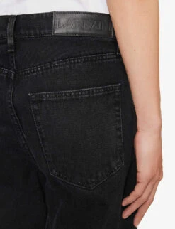 Lanvin Twisted Brand-patch Slim-fit Jeans 9 Lanvin Twisted Brand-patch Slim-fit Jeans -Outlet Daily Tops Store R04182743 BLACK ALT04