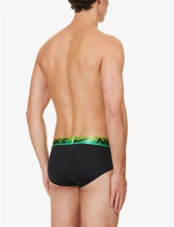 Nike Pack Of Three Logo-waistband Stretch Recycled-polyester Briefs -Outlet Daily Tops Store R04183380 BLACKGRADIENT ALT02