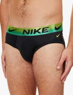 Nike Pack Of Three Logo-waistband Stretch Recycled-polyester Briefs -Outlet Daily Tops Store R04183380 BLACKGRADIENT ALT03