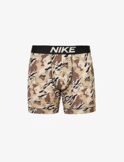 Nike Camo-print Branded-waistband Stretch-woven Boxer Briefs