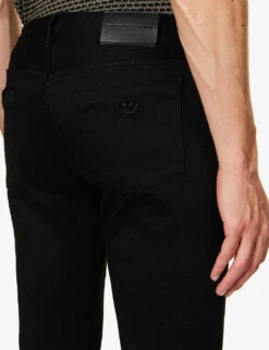 Emporio Armani Brand-patch Low-rise Slim-fit Stretch-cotton-blend Denim Jeans 11 Emporio Armani Brand-patch Low-rise Slim-fit Stretch-cotton-blend Denim Jeans -Outlet Daily Tops Store R04184739 DENIMNERO ALT05