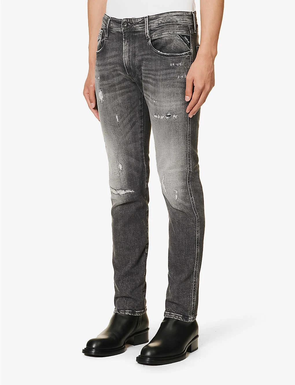 Replay Anbass Distressed Tapered-leg Slim-fit Stretch-denim Jeans 3 Replay Anbass Distressed Tapered-leg Slim-fit Stretch-denim Jeans - Image 3